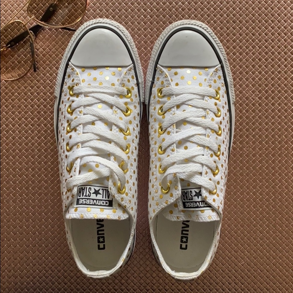 Converse Gold Polka Dot